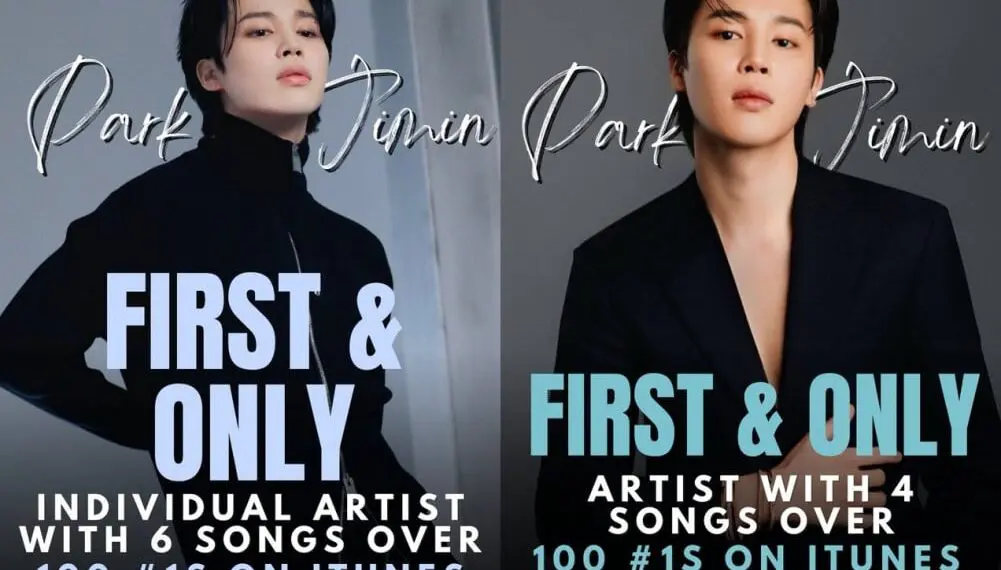 Jimin extends his iTunes record as the artist with the most songs reaching #1 in at least 100 countries in 2023