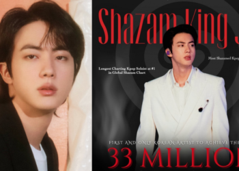 #Jin becomes the first Asian solo artist to surpass 33 million Shazams
