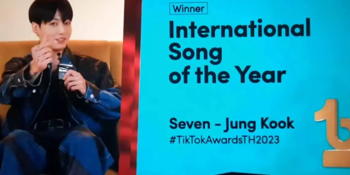 BTS Jungkook wins the International Song of the Year award at the 2023 TikTok Awards Thailand