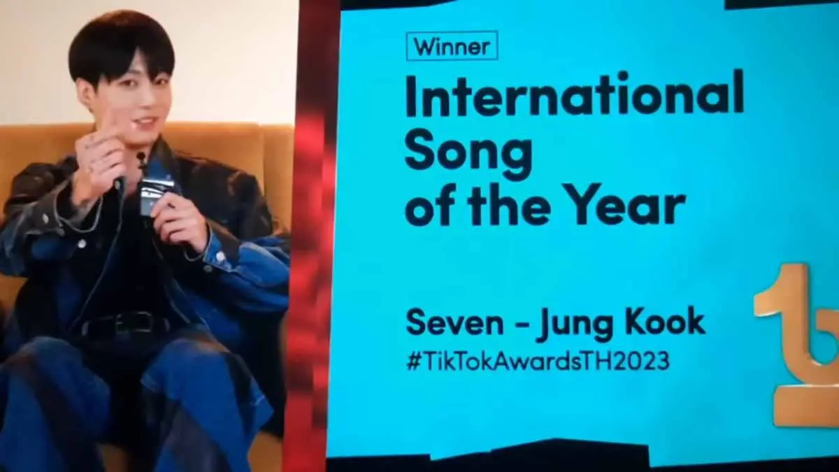 BTS Jungkook wins the International Song of the Year award at the 2023 TikTok Awards Thailand