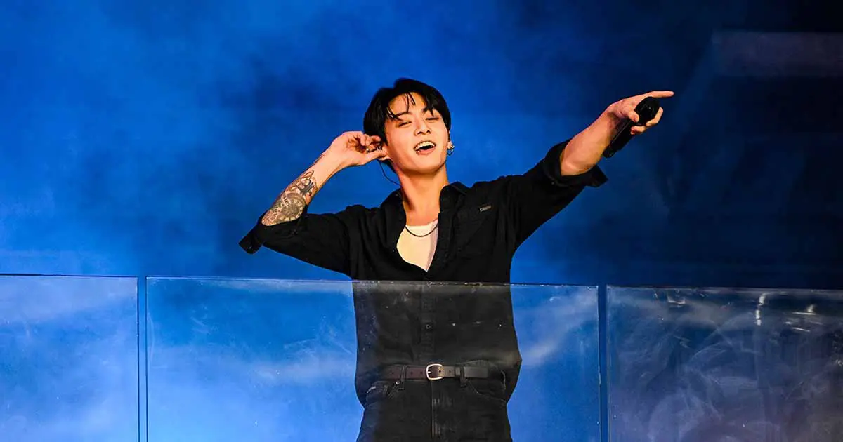 Jung Kook at the Jung Kook surprise concert at TSX Stage in Times Square on November 9, 2023 in New York, NY