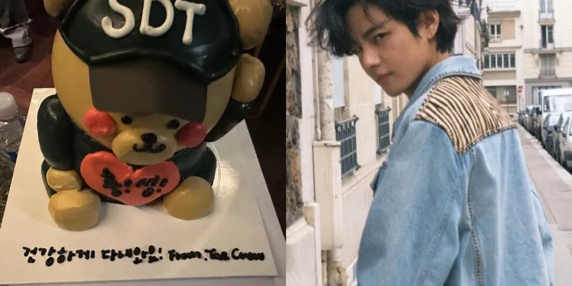 Staff surprise BTS's V with a cake and goodbye messages as he prepares for military enlistment