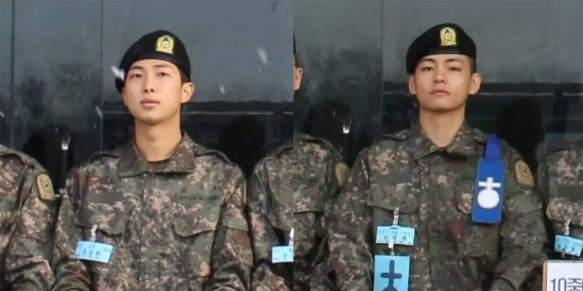 BTS’s RM & V spotted in group photos from basic training