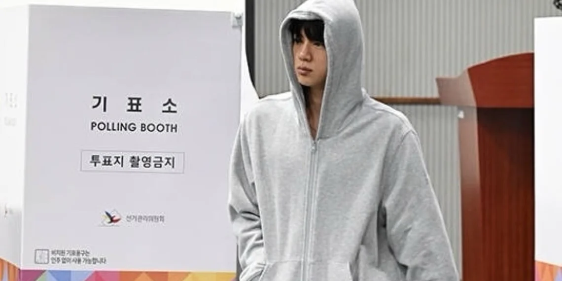 BTS’s Jin praised for neutral attire while voting in presidential election
